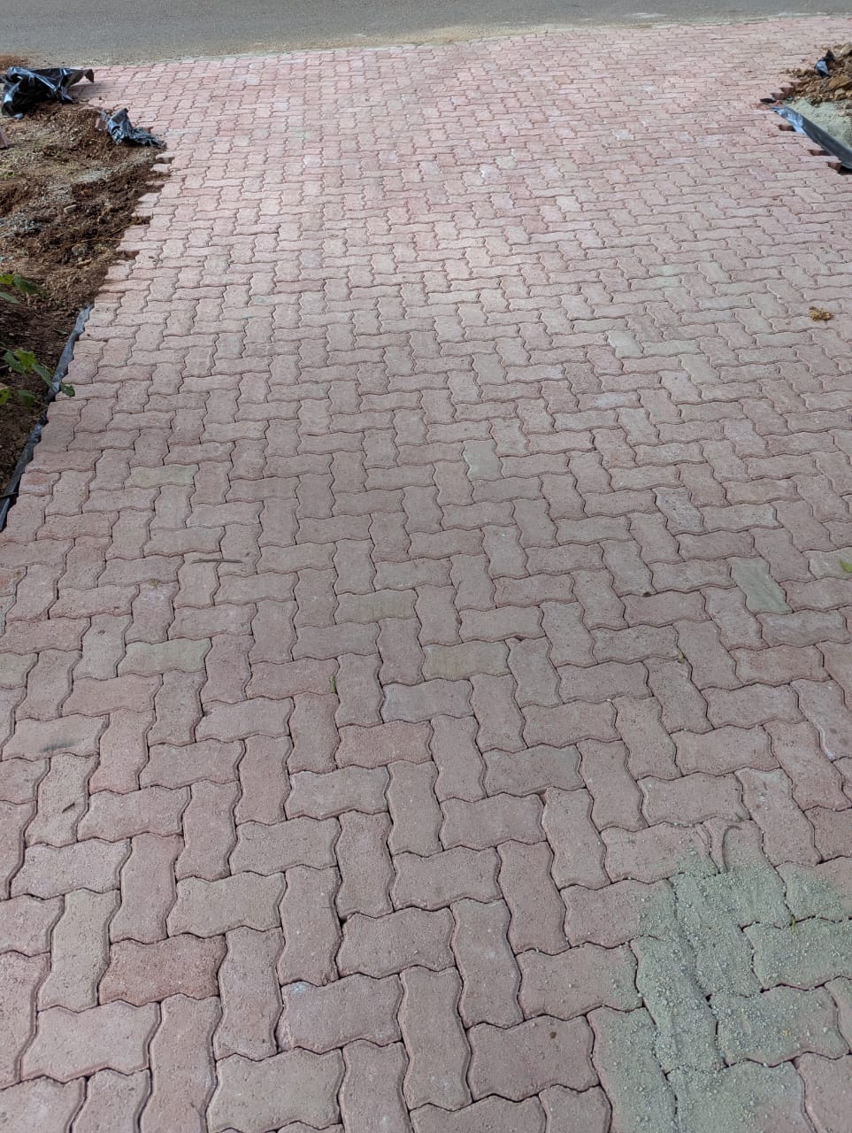 Red paving installation