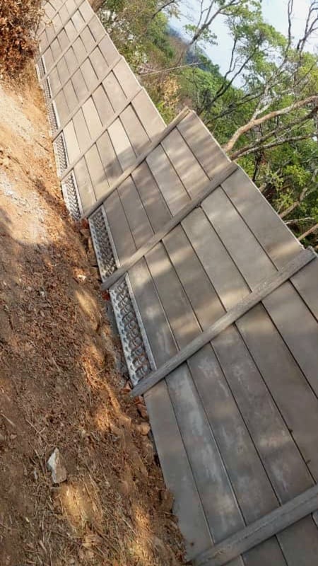 Hillside boundary wall